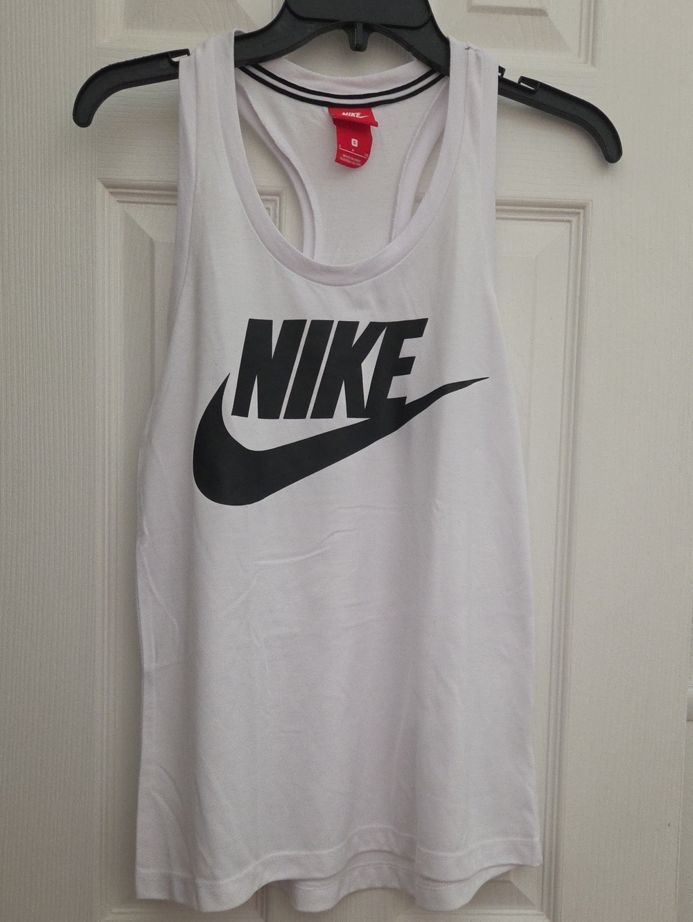 Nike White Tank with Black Logo and Swoosh